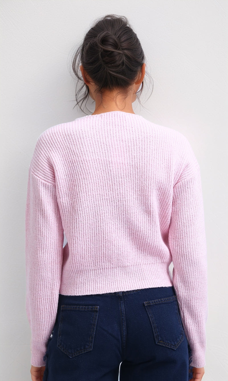 O198714 - Winter Long Sleeves Short Cardigan - Rose