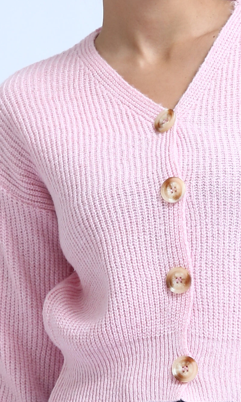 O198714 - Winter Long Sleeves Short Cardigan - Rose