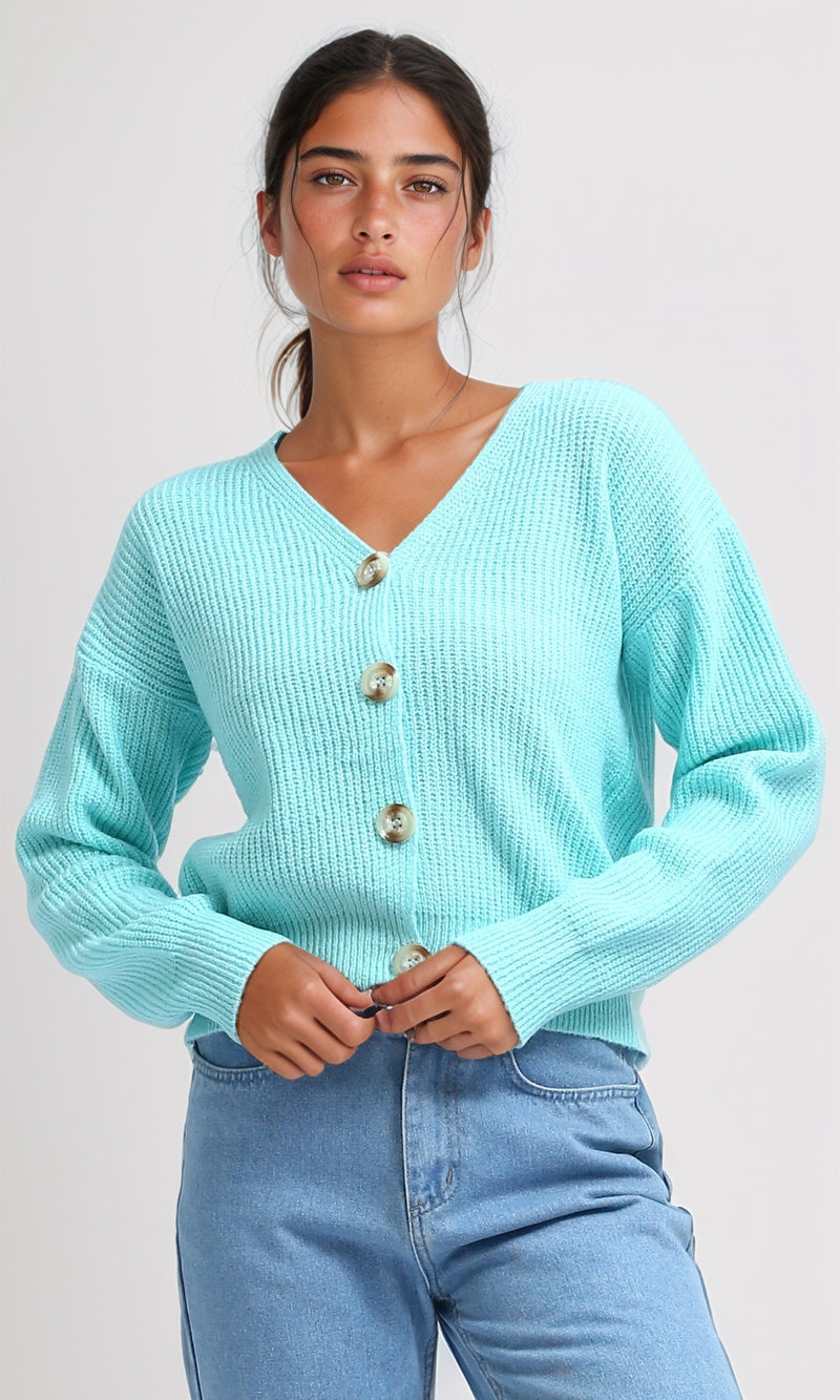 O198715 - Winter Long Sleeves Short Cardigan - Mentgreen