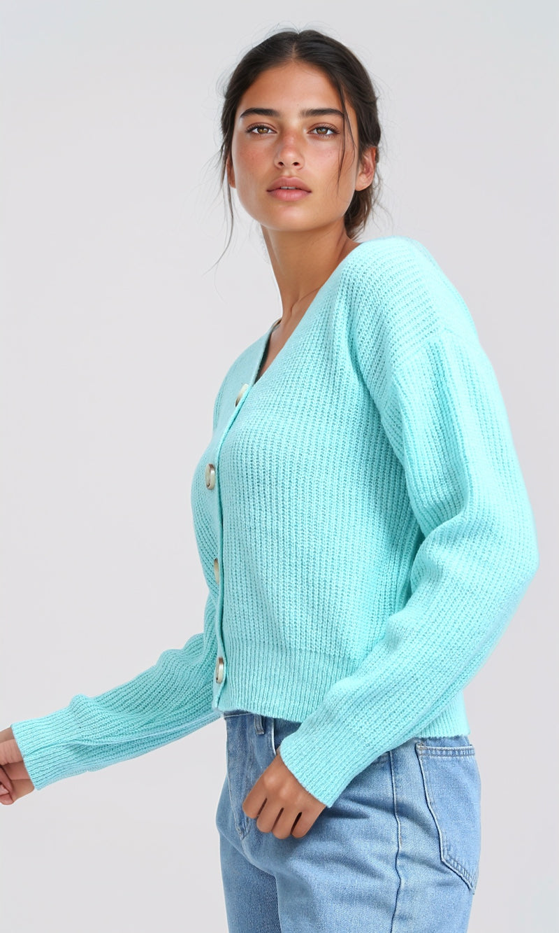 O198715 - Winter Long Sleeves Short Cardigan - Mentgreen