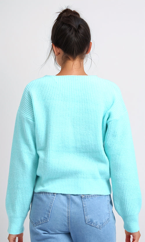 O198715 - Winter Long Sleeves Short Cardigan - Mentgreen