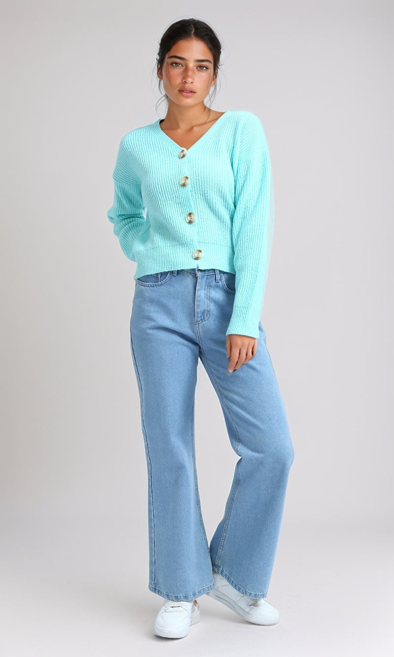 O198715 - Winter Long Sleeves Short Cardigan - Mentgreen