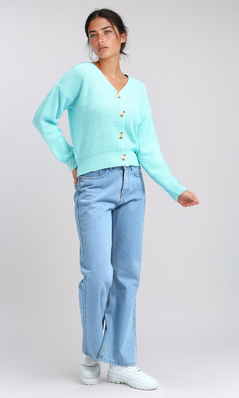 O198715 - Winter Long Sleeves Short Cardigan - Mentgreen