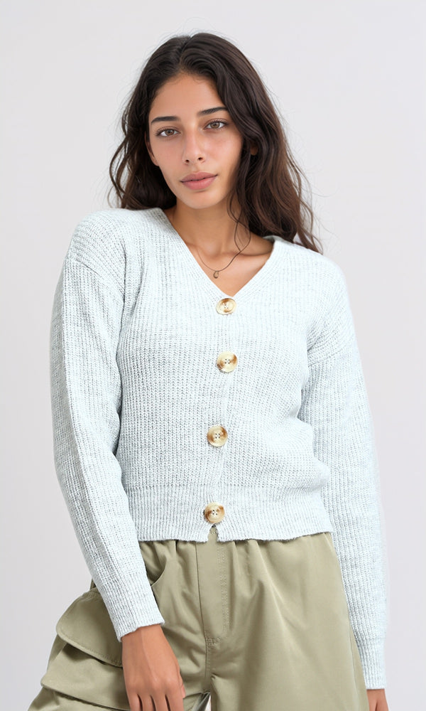 O198716 - Winter Long Sleeves Short Cardigan - Light Grey