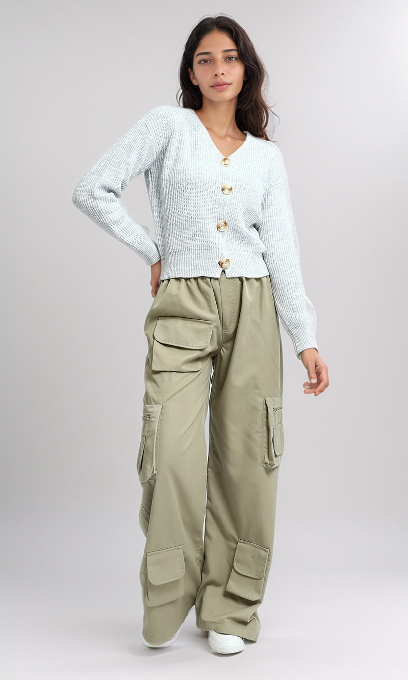 O198716 - Winter Long Sleeves Short Cardigan - Light Grey