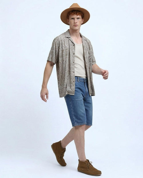 Ravin Men’s Relaxed Fit Mid-Wash Denim Shorts - Vintage Indigo - O198727