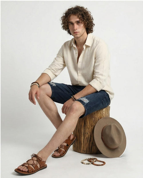 Ravin Men’s Indigo Distressed Denim Shorts – Heavy Ripped Slim Fit Summer Essentials - O198728