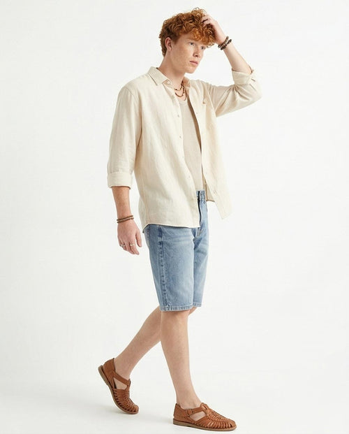 Ravin Men's Light Wash Distressed Denim Shorts – Modern Relaxed Fit Knee-Length Jean Shorts - O198732