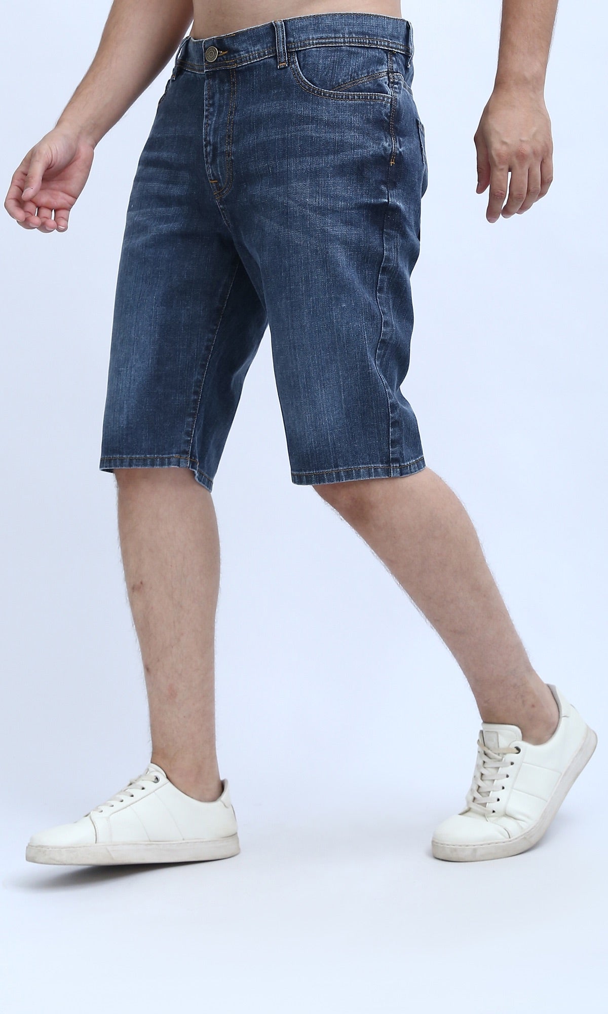 Classic Indigo Medium Wash Denim Shorts - O198734