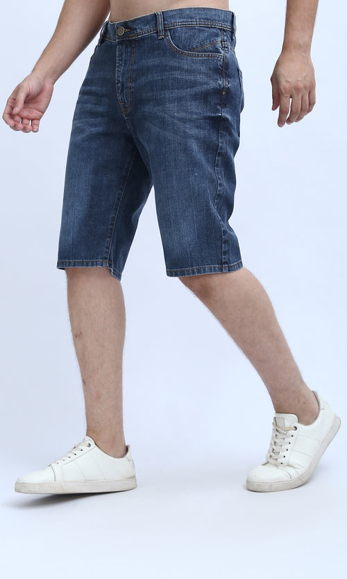 Classic Indigo Medium Wash Denim Shorts - O198734