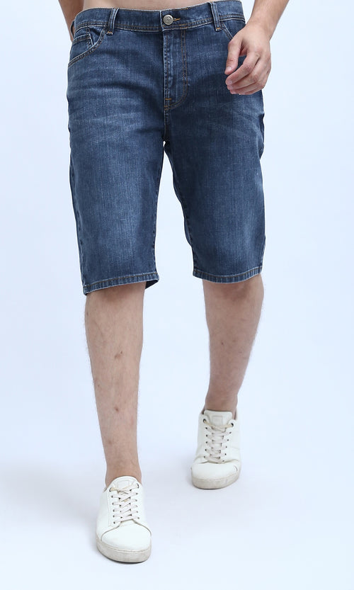 Classic Indigo Medium Wash Denim Shorts - O198734