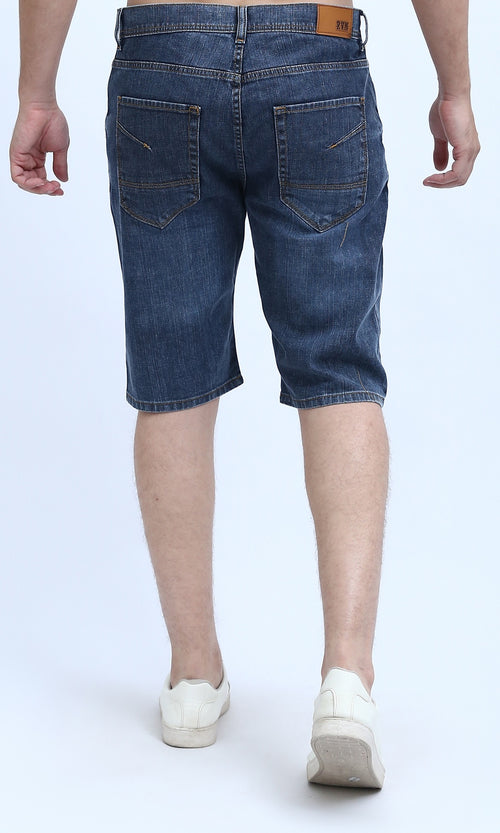 Classic Indigo Medium Wash Denim Shorts - O198734