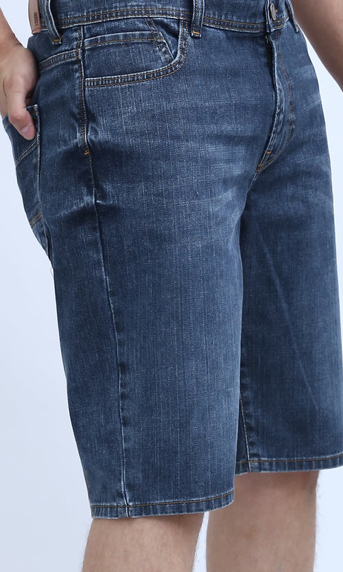 Classic Indigo Medium Wash Denim Shorts - O198734