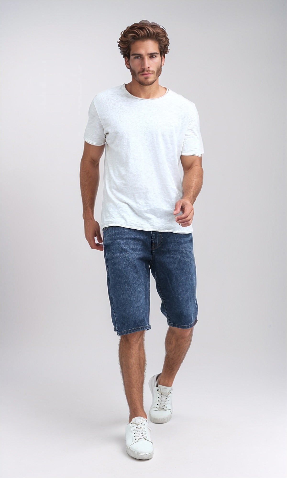 Classic Indigo Medium Wash Denim Shorts - O198734