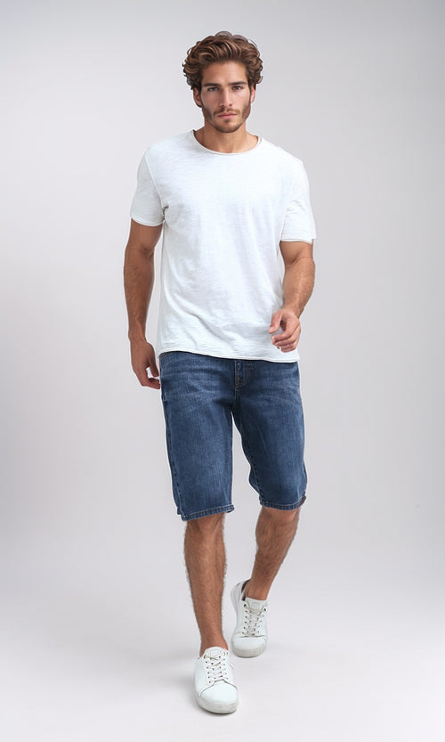 Classic Indigo Medium Wash Denim Shorts - O198734