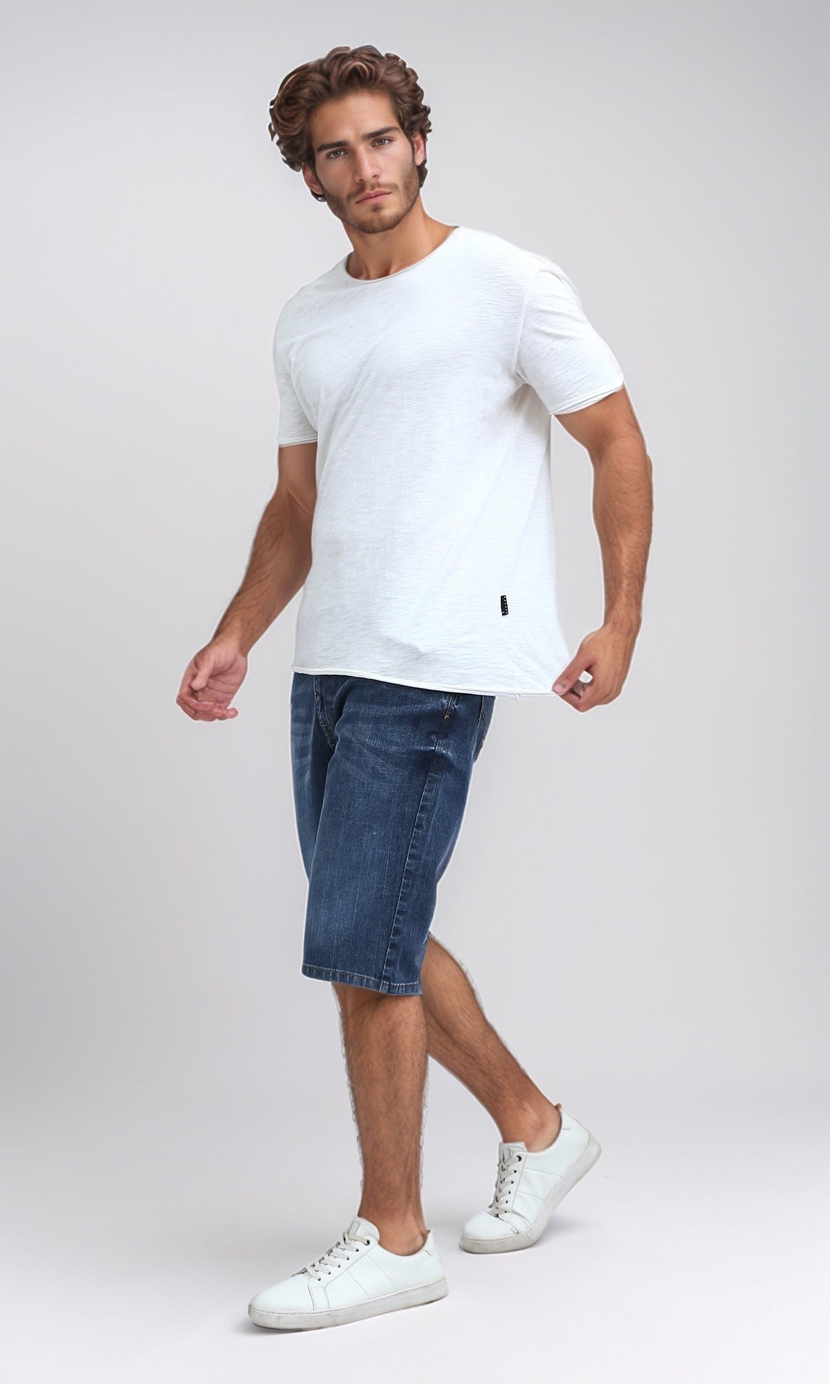 Classic Indigo Medium Wash Denim Shorts - O198734