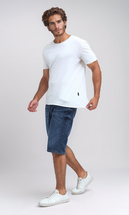 Classic Indigo Medium Wash Denim Shorts - O198734