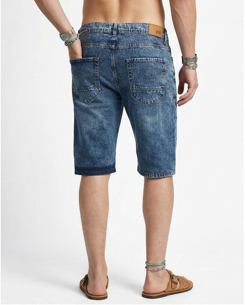 Ravin Men’s Mid-Wash Distressed Denim Shorts – Relaxed Fit Stone Wash Jean Shorts - O198735