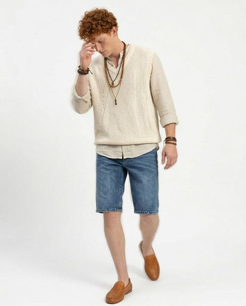 Ravin Men’s Medium Wash Straight-Leg Denim Shorts – Classic Five-Pocket Summer Essential - O198736