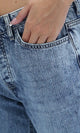 O198741 - Solid Mom-Fit Jeans Fly Zipper Buttons - Dark Jeans Blue