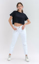 O198742 - Casual White Wide-Leg Solid Jeans