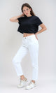 O198742 - Casual White Wide-Leg Solid Jeans
