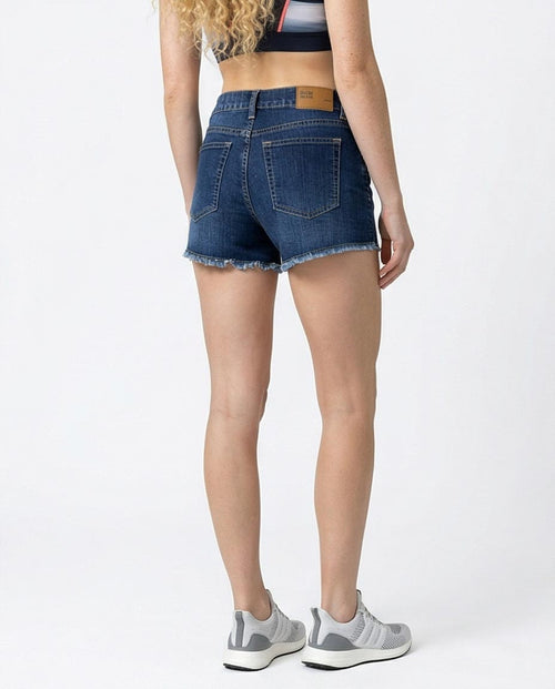 Ravin Indigo Raw-Hem Denim Shorts with Whiskered Detail - O198745