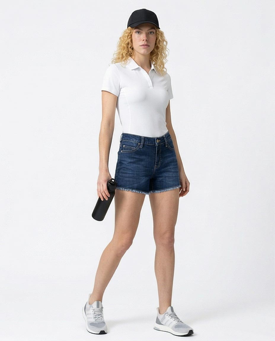 Ravin Indigo Raw-Hem Denim Shorts with Whiskered Detail - O198745