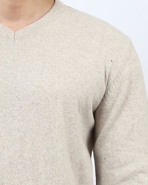 Ravin Men’s Fine-Gauge V-Neck Knit Sweater – Oatmeal Heather - o198784