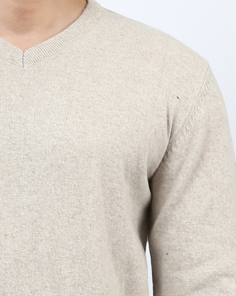 Ravin Men’s Fine-Gauge V-Neck Knit Sweater – Oatmeal Heather - o198784