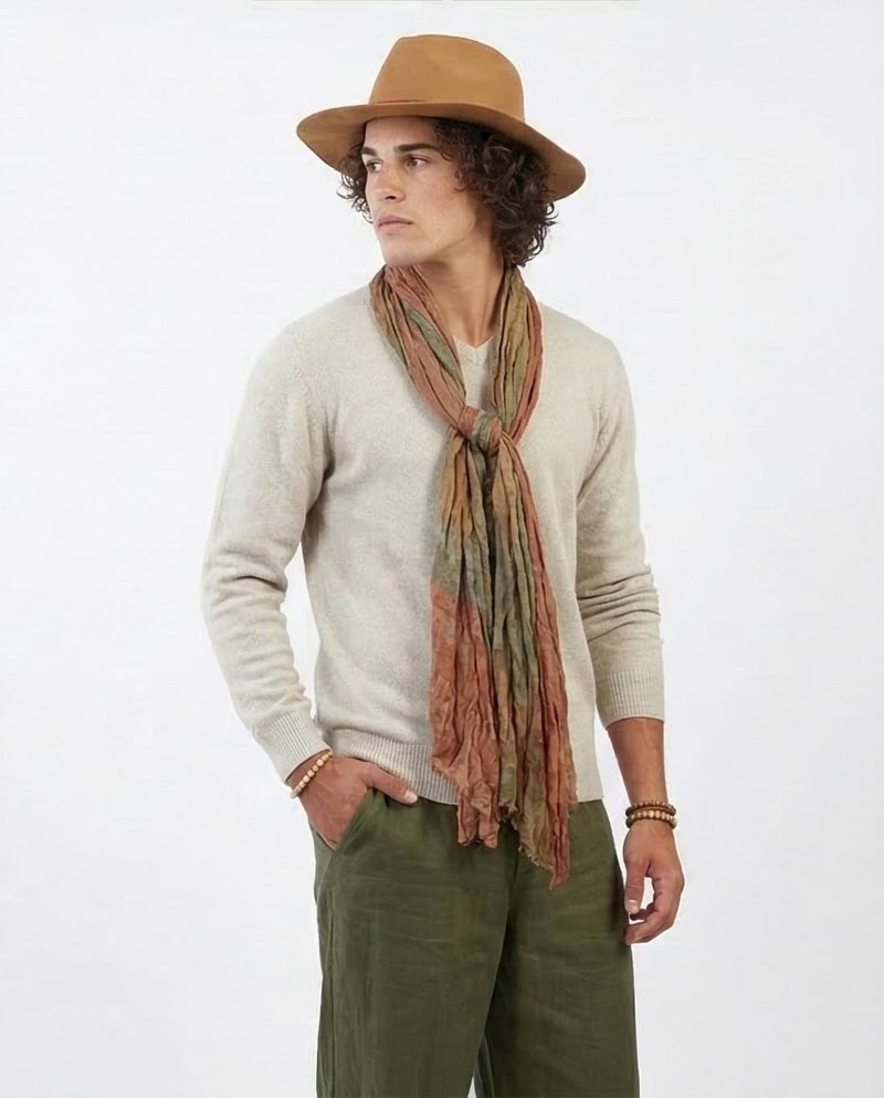 Ravin Men’s Fine-Gauge V-Neck Knit Sweater – Oatmeal Heather - o198784