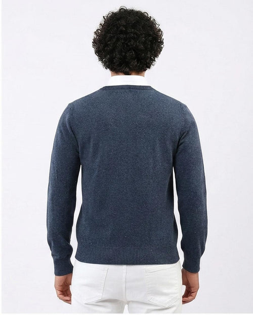 Ravin Men’s Timeless Speckled V-Neck Knit Sweater – Navy - o198789