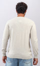 o198792 - Ribbed Hemline Round Neck Pullover - Light Beige