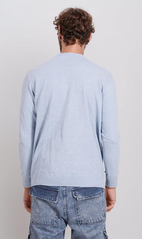 O198793-O198793 - Lightweight Knit Pullover - Sky Blue