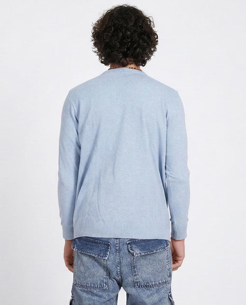 Ravin Men's Lightweight Mélange Knit Crewneck Sweater - Sky Blue -O198793