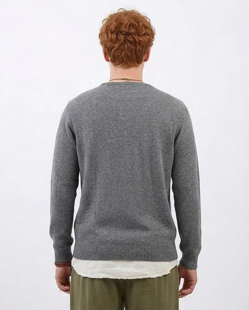 Ravin Men’s Nepped Crewneck Knit Sweater – Grey Marl - o198795