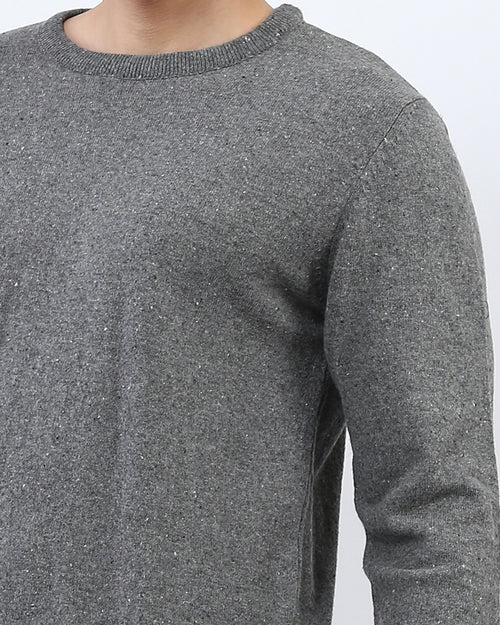 Ravin Men’s Nepped Crewneck Knit Sweater – Grey Marl - o198795