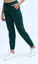 O198864 - Slip On Casual Jogger Pants With Drawstring - Dark Green