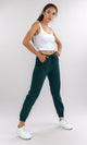 O198864 - Slip On Casual Jogger Pants With Drawstring - Dark Green
