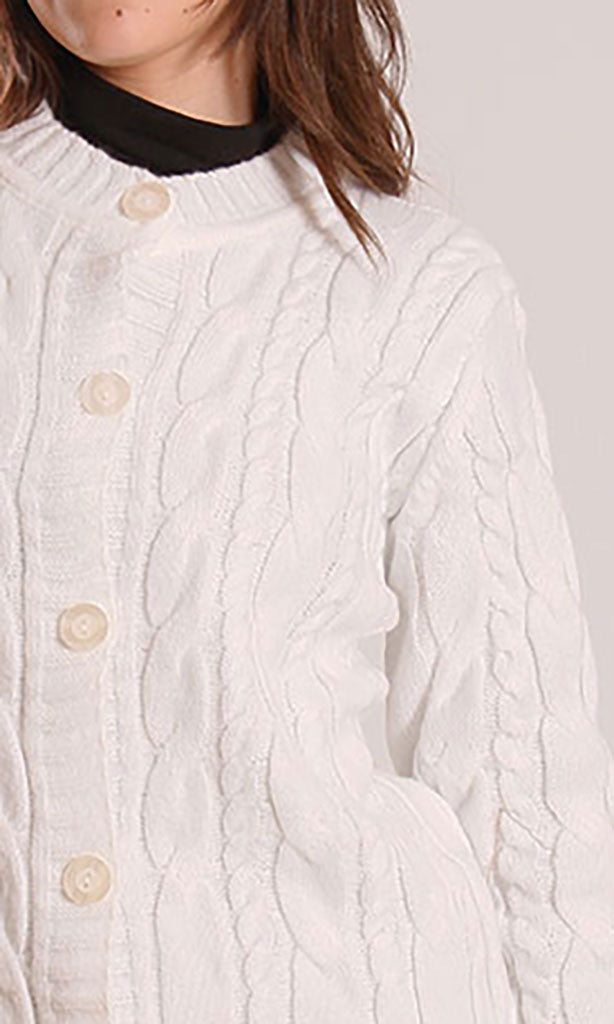 o198956-CABLE-KNIT CARDIGAN - WHITE