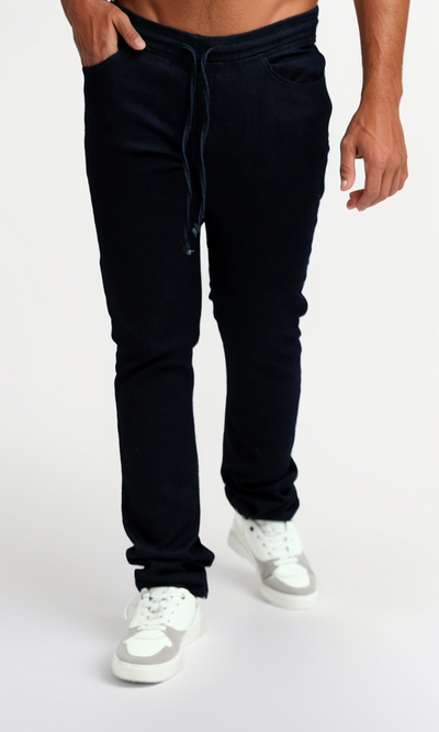 بنطلون جينز كاجوال بقصّة عادية أزرق غامق برباط