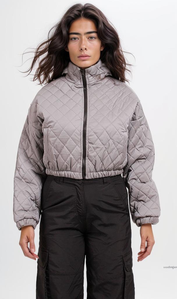 o198985-CROPPED PUFFER JACKET - LIGHT GREY