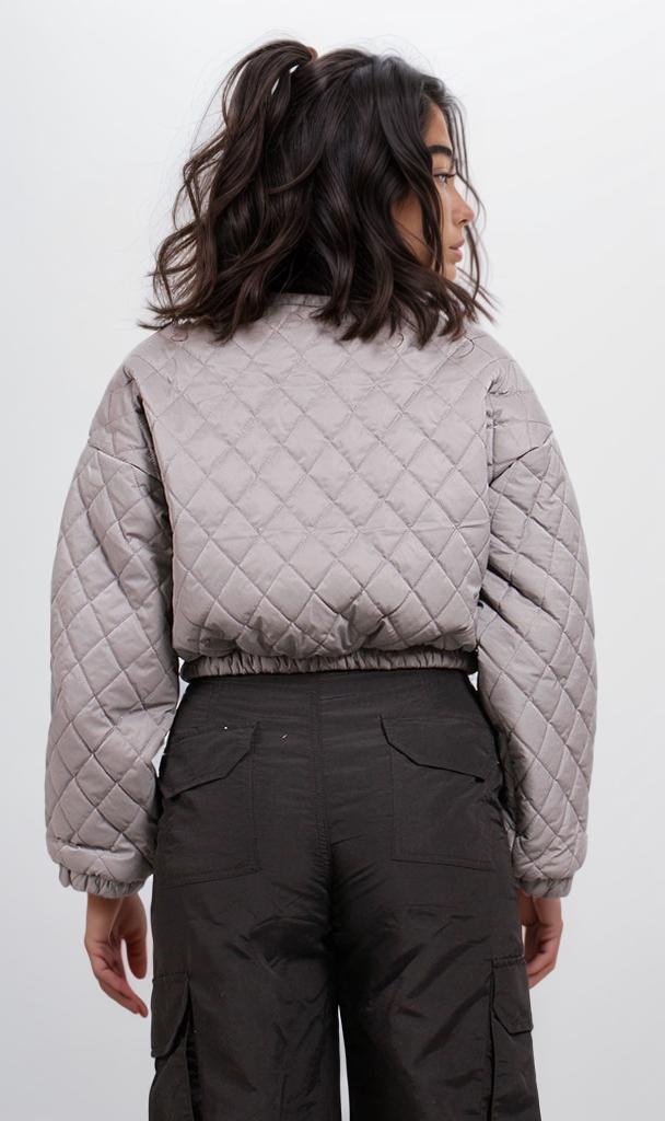 o198985-CROPPED PUFFER JACKET - LIGHT GREY