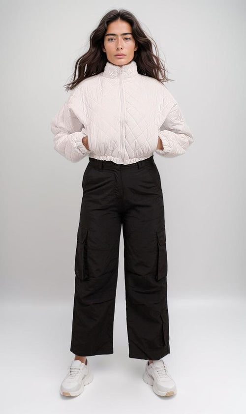 o198988-CROPPED QUILTED PUFFER JACKET - WHITE