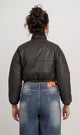 O199032-O199032 - Cropped Puffer Jacket - Black