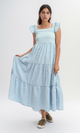 O199071 - Jeans Blue Feminine Ruffle Dress
