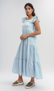 O199071 - Jeans Blue Feminine Ruffle Dress
