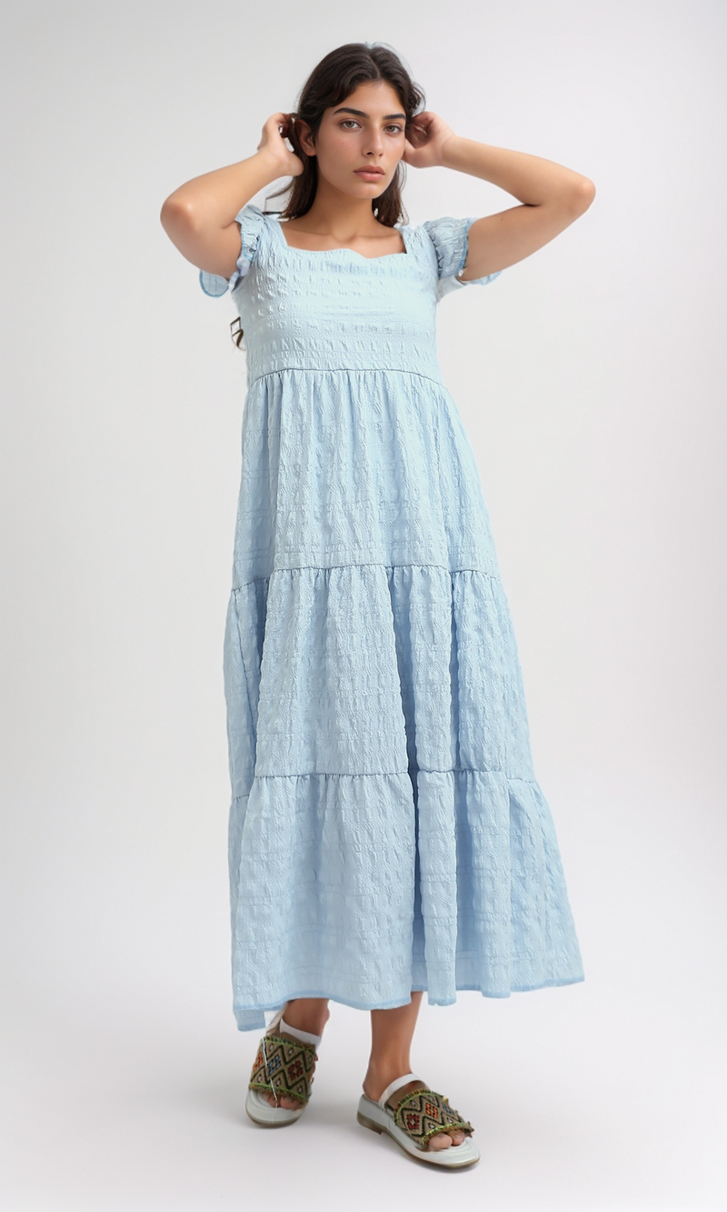 O199071 - Jeans Blue Feminine Ruffle Dress