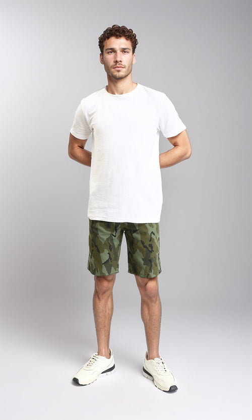 O199081 - Camouflage Regular Fit Summer Shorts - Olive & Dark Green