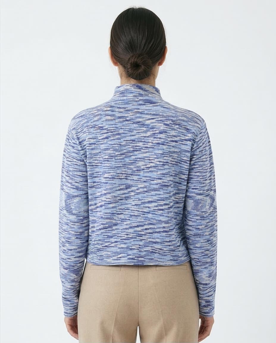 Ravin | Women’s Marled Mock-Neck Knit Sweater – Azure Mix - O199086